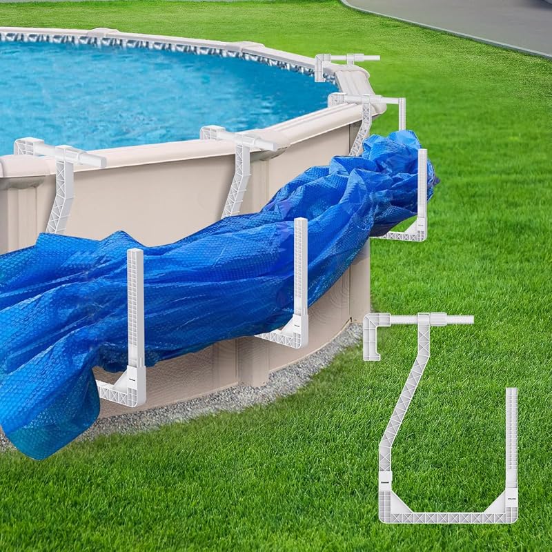 Adjustable 4-Pack Solar Pool Cover Holder Hooks for Above Ground Pools