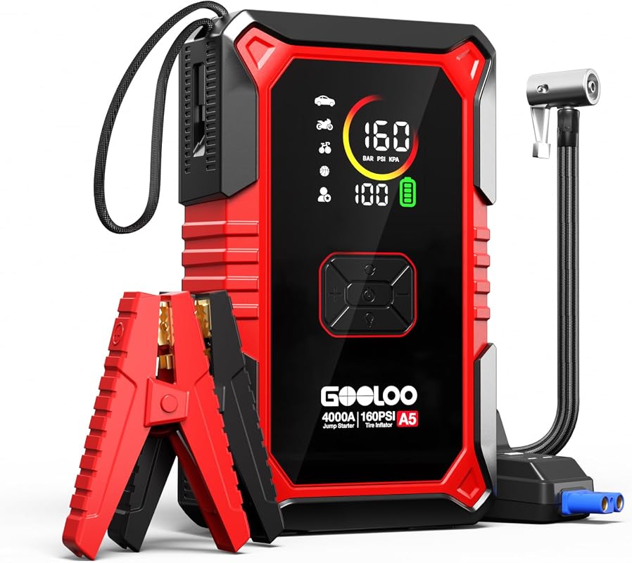 GOOLOO A5 Portable Car Jump Starter with 4000A Peak Power and Integrat